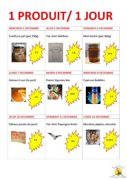 STAND TELETHON 1 PRODUIT 1 JOUR